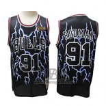 Camiseta Lightning Chicago Bulls Dennis Rodman NO 91 Negro