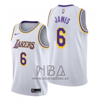 Camiseta Los Angeles Lakers Lebron James NO 6 Association 2019-20 Blanco