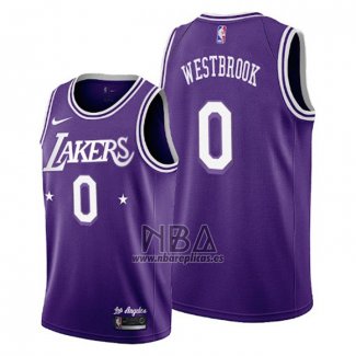 Camiseta Los Angeles Lakers Russell Westbrook NO 0 Ciudad 2021-22 Violeta