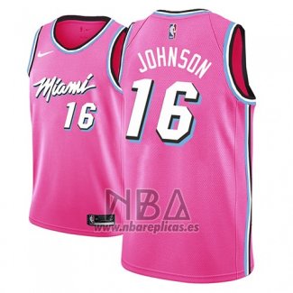 Camiseta Miami Heat James Johnson NO 16 Earned 2018-19 Rosa