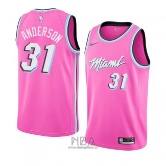 Camiseta Miami Heat Ryan Anderson NO 31 Earned 2018-19 Rosa