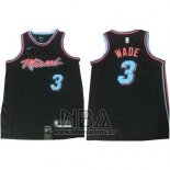 Camiseta Miami Heat Wade NO 3 Ciudad 2017-18 Negro Azul