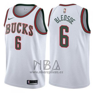 Camiseta Milwaukee Bucks Eric Bledsoe NO 6 Classic 2017-18 Blanco