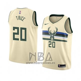 Camiseta Milwaukee Bucks Travis Trice NO 20 Ciudad 2018 Crema