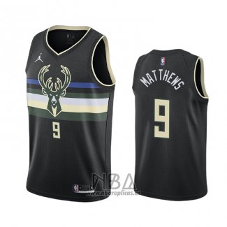 Camiseta Milwaukee Bucks Wesley Matthews NO 9 Statement 2020-21 Negro