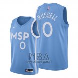 Camiseta Minnesota Timberwolves D'angelo Russell NO 0 Ciudad 2019-20 Azul