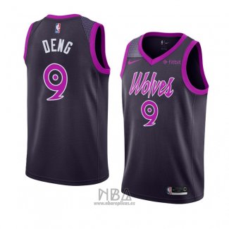 Camiseta Minnesota Timberwolves Luol Deng NO 9 Ciudad 2018-19 Violeta