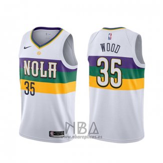 Camiseta New Orleans Pelicans Christian Wood NO 35 Ciudad Blanco