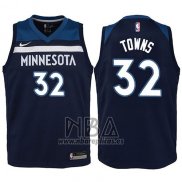 Camiseta Nino Minnesota Timberwolves Karl-Anthony Towns NO 32 2017-18 Azul