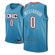 Camiseta Oklahoma City Thunder Russell Westbrook NO 0 Ciudad 2018-19 Azul