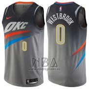 Camiseta Oklahoma City Thunder Russell Westbrook NO 0 Ciudad Gris