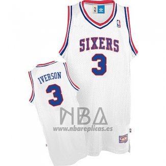 Camiseta Philadelphia 76ers Allen Iverson NO 3 Retro Blanco