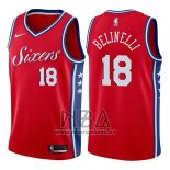 Camiseta Philadelphia 76ers Marco Belinelli NO 18 Statement 2017-18 Rojo