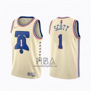 Camiseta Philadelphia 76ers Mike Scott NO 1 Earned 2020-21 Crema