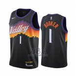 Camiseta Phoenix Suns Devin Booker NO 1 Ciudad 2020-21 Negro