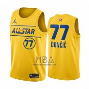 Camiseta All Star 2021 Dallas Mavericks Luka Doncic NO 77 Oro