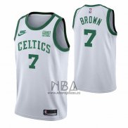 Camiseta Boston Celtics Jaylen Brown NO 7 75th Anniversary Blanco