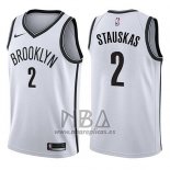 Camiseta Brooklyn Nets Nik Stauskas NO 2 Association 2017-18 Blanco