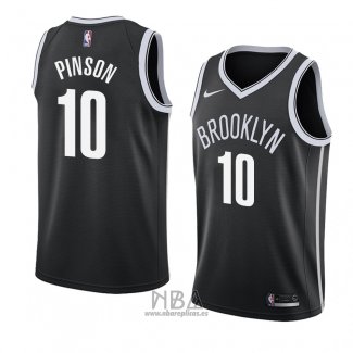 Camiseta Brooklyn Nets Theo Pinson NO 10 Icon 2018 Negro