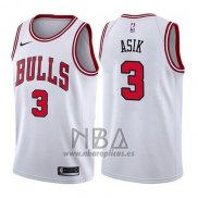 Camiseta Chicago Bulls Omer Asik NO 3 Association 2017-18 Blanco