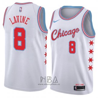 Camiseta Chicago Bulls Zach Lavine NO 8 Ciudad 2018 Blanco