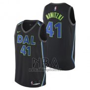 Camiseta Dallas Mavericks Dirk Nowitzki NO 41 Ciudad 2017-18 Negro