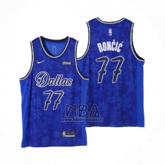 Camiseta Dallas Mavericks Luka Doncic NO 77 Fashion Royalty Azul