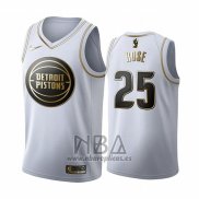 Camiseta Golden Edition Detroit Pistons Derrick Rose NO 25 2019-20 Blanco