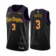 Camiseta Los Angeles Lakers Anthony Davis NO 3 Ciudad 2019-20 Negro