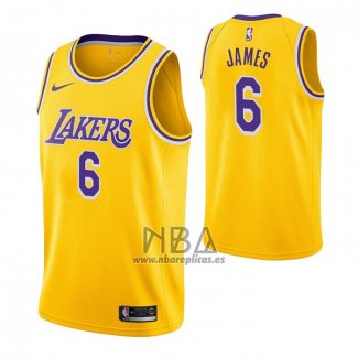 Camiseta Los Angeles Lakers LeBron James NO 6 Icon 2021-22 Amarillo