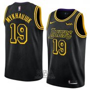 Camiseta Los Angeles Lakers Sviatoslav Mykhailiuk NO 19 Ciudad 2018 Negro