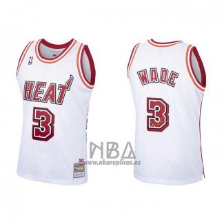 Camiseta Miami Heat Dwyane Wade NO 3 Hardwood Classics Blanco