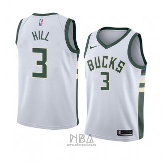 Camiseta Milwaukee Bucks George Hill NO 3 Association 2018 Blanco