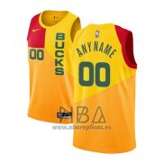 Camiseta Milwaukee Bucks Personalizada Ciudad 2018-19 Amarillo