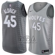 Camiseta Minnesota Timberwolves Cole Aldrich NO 45 Ciudad 2018 Gris