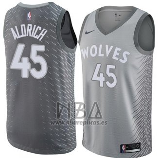 Camiseta Minnesota Timberwolves Cole Aldrich NO 45 Ciudad 2018 Gris