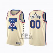 Camiseta Philadelphia 76ers Personalizada Earned 2020-21 Crema