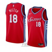 Camiseta Philadelphia 76ers Shake Milton NO 18 Statement 2018 Rojo