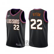 Camiseta Phoenix Suns Deandre Ayton NO 22 Ciudad 2019-20 Negro