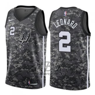 Camiseta San Antonio Spurs Leonard NO 2 Ciudad 2017-18 Gris