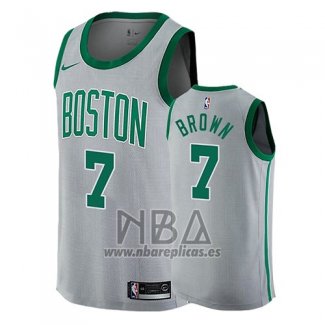 Camiseta Boston Celtics Brown NO 7 Ciudad 2017-18 Gris