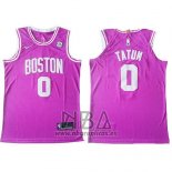 Camiseta Boston Celtics Jayson Tatum NO 0 Authentic Rosa