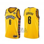 Camiseta Brooklyn Nets Deandre Jordan NO 6 Ciudad 2020-21 Amarillo