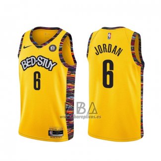 Camiseta Brooklyn Nets Deandre Jordan NO 6 Ciudad 2020-21 Amarillo