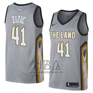 Camiseta Cleveland Cavaliers Ante Zizic NO 41 Ciudad 2018 Gris