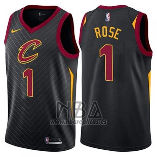 Camiseta Cleveland Cavaliers Derrick Rose NO 1 Statement 2017-18 Negro