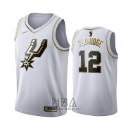 Camiseta Golden Edition San Antonio Spurs Lamarcus Aldridge NO 12 Blanco