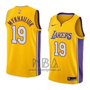 Camiseta Los Angeles Lakers Sviatoslav Mykhailiuk NO 19 Icon 2018 Amarillo