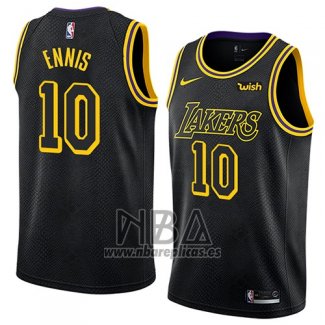 Camiseta Los Angeles Lakers Tyler Ennis NO 10 Ciudad 2018 Negro