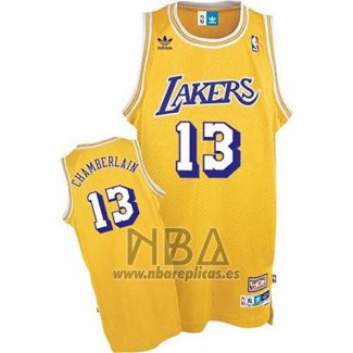 Camiseta Los Angeles Lakers Wilt Chamberlain NO 13 Retro Amarillo